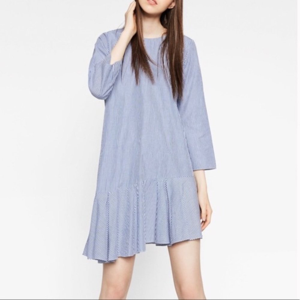 Zara Asymmetric Striped Dress S